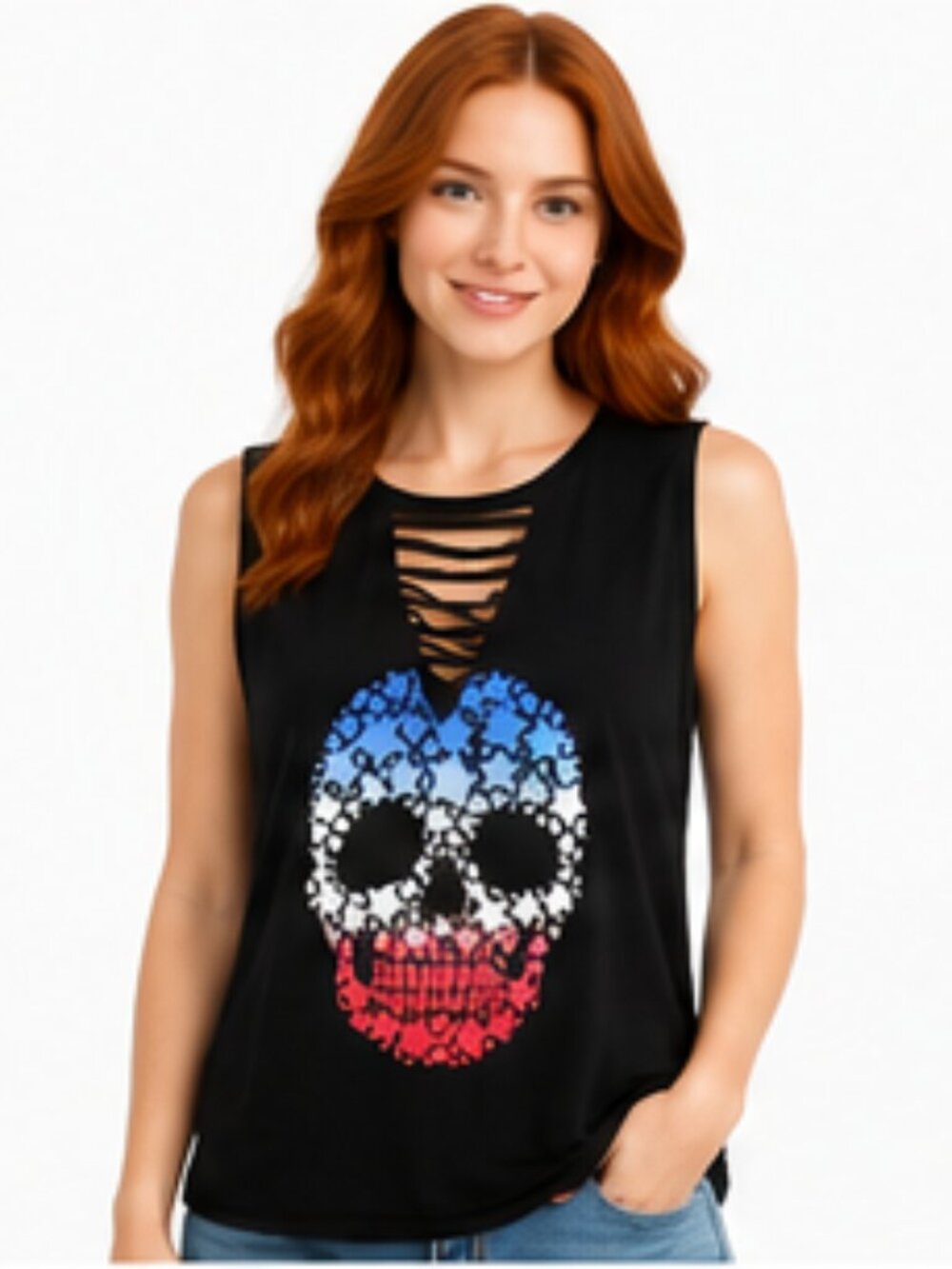 Woman Harley Davidson Top - Red/White/Blue-